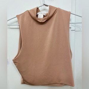 M Boutique rose gold mock-neck crop top